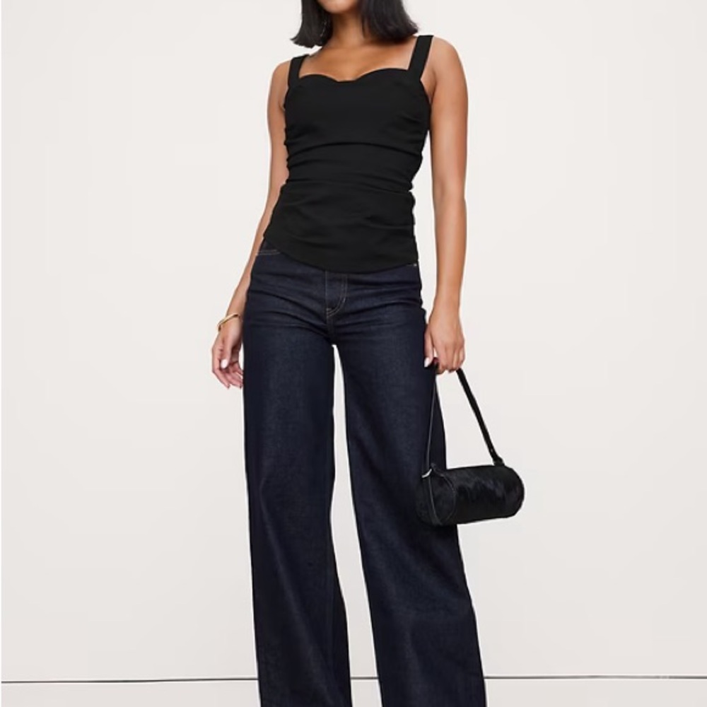Banana Republic Black Sweetheart Neckline Top